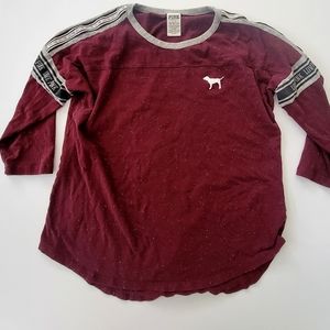 Victorias Secret Pink maroon/Burgundy speckled 3/4 sleeve juniors L excellent